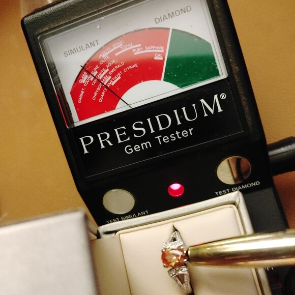 Citrine Ring 9mm Sterling Silver 925 Engagement Ring Simulated Diamond Accents - Picture 5 of 10